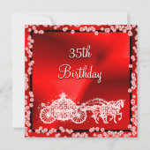 レッドプリンセスコーチ&ウマ35誕生日 招待状 (正面)