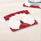 レッドプリンセスフローラキンセアニラ スクエアペーパーコースター (アングル)