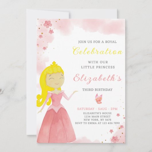 レッドプリンセス誕生日招待状 招待状 (正面)