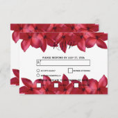 レッドプルメリアフランギパニウェディングRSVPカード 出欠カード (正面/裏面)