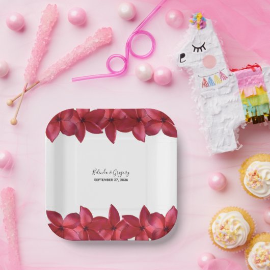 レッドプルメリアフランギ結婚パニ ペーパープレート (パーティー)