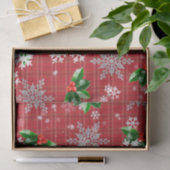 レッドプレイドのクリスマス冬の緑の雪 薄葉紙 (ギフト)