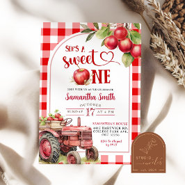 レッドプレイドアップルスウィートワン最初の誕生日 招待状