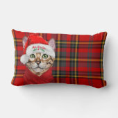 レッドプレイドアビシニアクリスマスキャットホリデー ランバークッション (裏面)