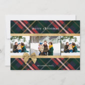 レッドプレイドギフト包まれた&金ゴールドボウプレゼントフォト シーズンカード (正面)