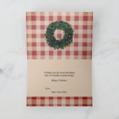 レッドプレイドギンガムカントリーホリデー カード (内部)