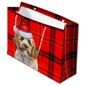 レッドプレイドクリスマスコックポウドグホリデー ラージペーパーバッグ (正面アングル)