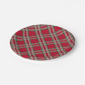 レッドプレイドクリスマスディナーパーティー紙プレート ペーパープレート (アングル)