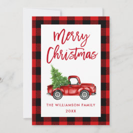 レッドプレイドクリスマスブラシスクリプトヴィンテージトラック シーズンカード