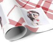 レッドプレイドクリスマスホイダイスクエアフォトカスタム ラッピングペーパー (ロールコーナー)