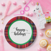 レッドプレイドグリーンクリスマスホリデーズパーティー用品 ペーパープレート (パーティー)