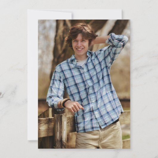 レッドプレイドゴルフをテーマにした卒業パーティー 招待状 (裏面)