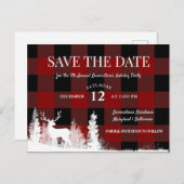 レッドプレイドスタッグホリデーパーティセーブザデート  案内ポストカード (正面/裏面)