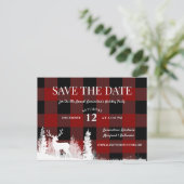 レッドプレイドスタッグホリデーパーティセーブザデート  案内ポストカード (スタンド正面)