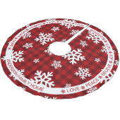 レッドプレイドスノーフレークフェスティバルワーズクリスマス ブラッシュドポリエステルツリースカート (アングル)