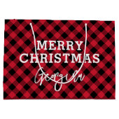 レッドプレイドタータンチェック名クリスマス ラージペーパーバッグ (裏面)