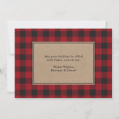 レッドプレイドハッピーホリデーズクラフトカップル写真 シーズンカード (裏面)