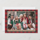 レッドプレイドハッピーホリデーズクラフトファミリーフォト シーズンカード (正面)