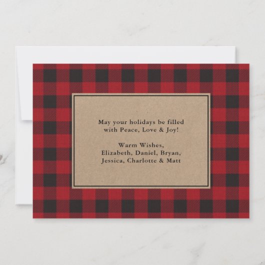 レッドプレイドハッピーホリデーズクラフトファミリーフォト シーズンカード (裏面)