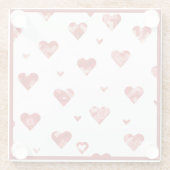 レッドプレイドハートデザイン ガラスコースター (裏面)