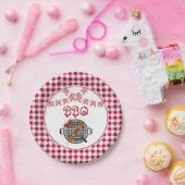 レッドプレイドバンティンバナーBBQパーティー ペーパープレート (パーティー)