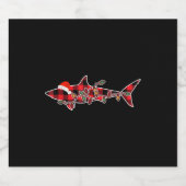 レッドプレイドパジャマシャークサンタハットクリスマスライト スパークリングワインラベル (シングルラベル)