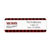 レッドプレイドパーソナライズされた住所 シール (正面)