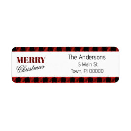 レッドプレイドパーソナライズされた住所 シール