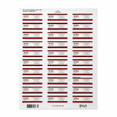 レッドプレイドパーソナライズされた住所 シール (フルシート)