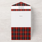 レッドプレイドファミリークリスマスフォトカードトリフォールド オールインワン招待状 (外側)