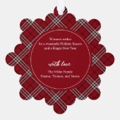 レッドプレイドファミリーフォト紙オーナメントカード オーナメントカード (裏面)