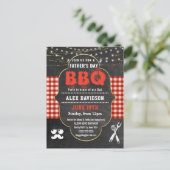  レッドプレイドファーザーズデイBBQパーティの招待状 ポストカード (スタンド正面)