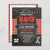  レッドプレイドファーザーズデイBBQパーティの招待状 ポストカード (正面/裏面)