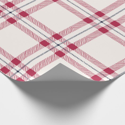 レッドプレイドファームハウスカントリークリスマス ラッピングペーパー (角)