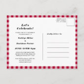 レッドプレイドフォトI DO婚約シンプルBBQパーティー インビテーションポストカード (裏面)