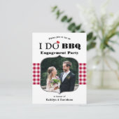 レッドプレイドフォトI DO婚約シンプルBBQパーティー インビテーションポストカード (スタンド正面)