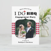 レッドプレイドフォトI DO婚約シンプルBBQパーティー 招待状 (スタンド正面)
