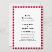 レッドプレイドフォトI DO婚約シンプルBBQパーティー 招待状 (裏面)