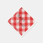 レッドプレイドベビーQベビーシャワーバーベキューBBQ スタンダードカクテルナプキン (角)