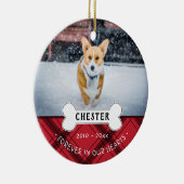 レッドプレイドペットの名前と写真を永遠に私たちのハート セラミックオーナメント (右)