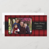 レッドプレイドホリデーフォトカード シーズンカード (正面/裏面)