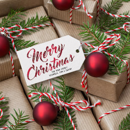 レッドプレイドメリークリスマスホリデーラベル ギフトタグ