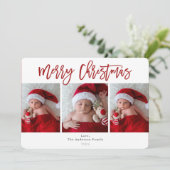レッドプレイドメリークリスマスホリデー3写真撮影 招待状 (スタンド正面)