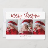 レッドプレイドメリークリスマスホリデー3写真撮影 招待状 (正面)