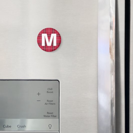 レッドプレイドモノグラムイニシャルレターキッズアートマグネット マグネット (インサイチュ (冷蔵庫))