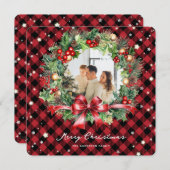 レッドプレイドリーススターズ写真メリークリスマスカード シーズンカード (正面/裏面)