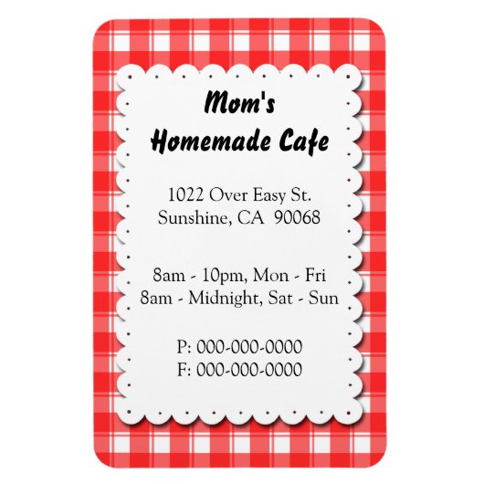 レッドプレイドレストラン広告カスタムマグネット マグネット (縦)