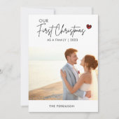 レッドプレイド写真クリスマススクリプト結婚の感謝の気持ち シーズンカード (正面)