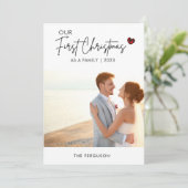 レッドプレイド写真クリスマススクリプト結婚の感謝の気持ち シーズンカード (スタンド正面)