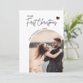 レッドプレイド写真クリスマススクリプト結婚の感謝の気持ち シーズンカード (スタンド正面)